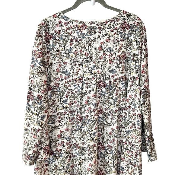 J. Jill Floral Print Ivory Cotton Modal Rayon Soft Knit Stretch Tunic Top Size L - Picture 5 of 8